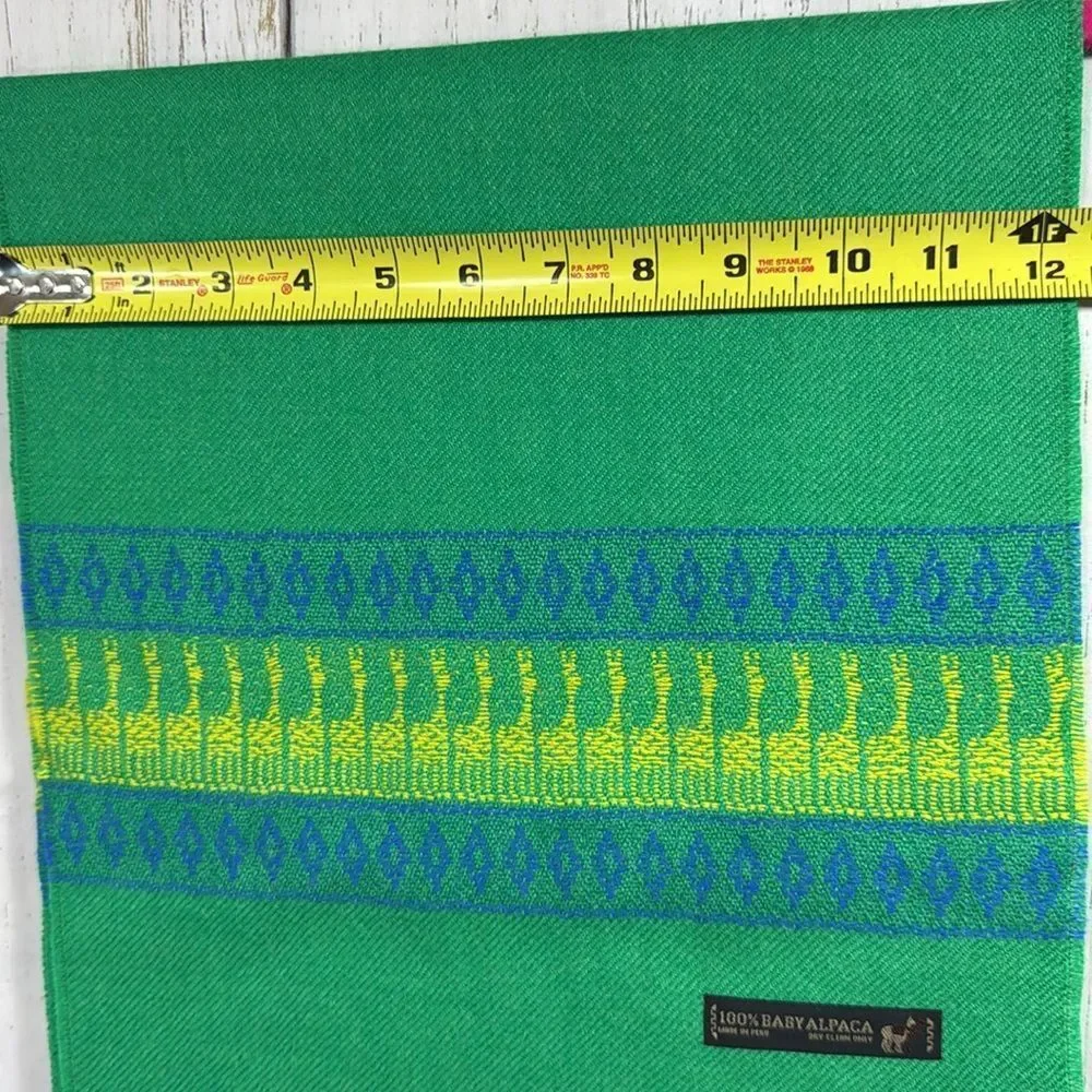 Baby Alpaca 100% Fringe Luxurious Soft Cozy Handmade Knit Kelly Green Scarf